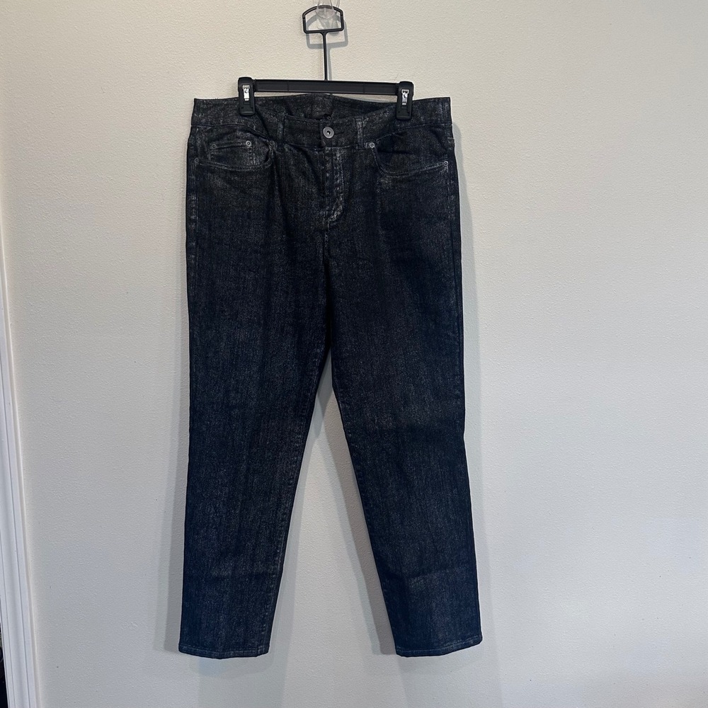 Skye's the Limit‎ Women's Black Shiny Denim Jeans Sz 14 Cowgirl Straight Leg